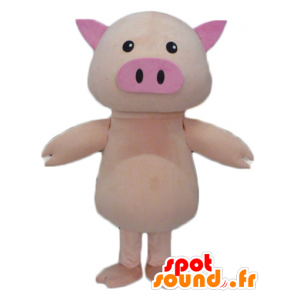Stor lyserød gris maskot, sød og fyldig - Spotsound maskot