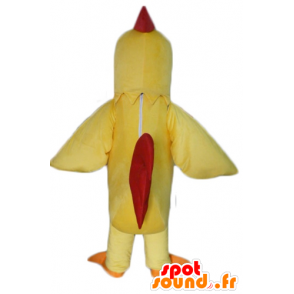 Mascot gul og rød høne, kæmpe hane - Spotsound maskot kostume