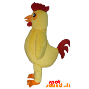 Mascot gul og rød høne, kæmpe hane - Spotsound maskot kostume