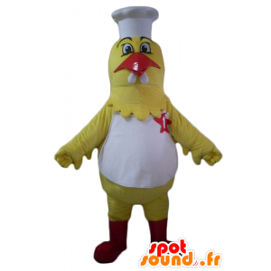 Kæmpe gul hønsmaskot, klædt på som en kok - Spotsound maskot