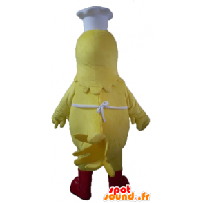 Jätte gul hönsmaskot, klädd som kock - Spotsound maskot