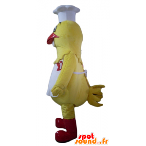 Jätte gul hönsmaskot, klädd som kock - Spotsound maskot
