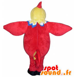 Gul, röd, blå och vit kycklingmaskot, jätte - Spotsound maskot