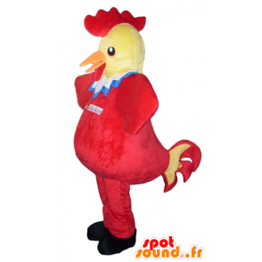 Gul, rød, blå og hvid kyllingemaskot, kæmpe - Spotsound maskot