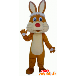 Mascotte de lapin marron et...