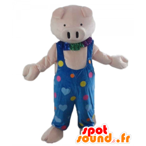 Mascot roze varken in...