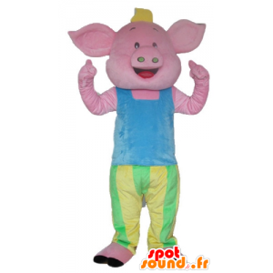 Mascotte de cochon rose, en...