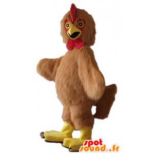 Kycklingmaskot, brun tupp, röd och gul, alla håriga - Spotsound