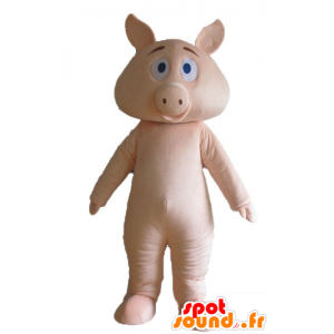 Pink pig mascot, fully...