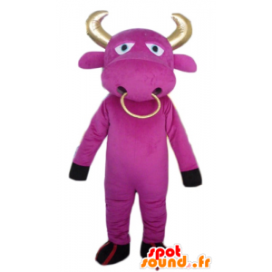 Mascotte rosa mucca con le...