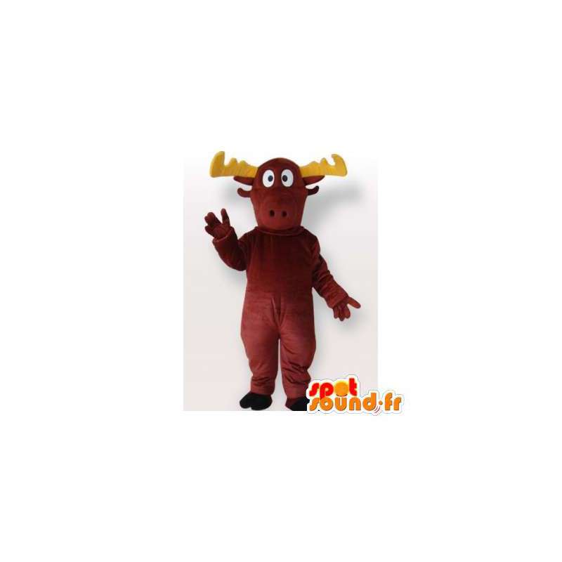 Bruin en geel kariboe mascotte. Caribou Costume - MASFR006525 - Forest Animals