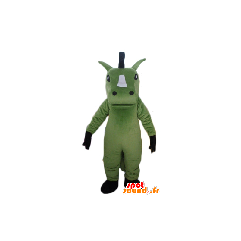 Grøn, hvid og sort hestemaskot, kæmpe - Spotsound maskot kostume