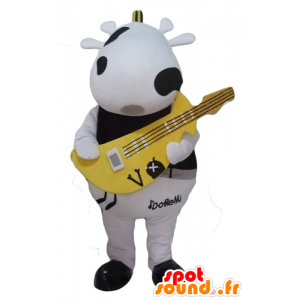 Mascot vaca en blanco y...