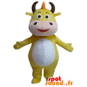 Mascot žluté a bílé kráva, býk