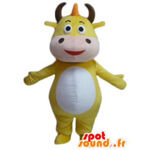 Gul och vit ko maskot, tjur - Spotsound maskot