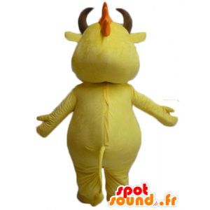 Gul og hvid ko maskot, tyr - Spotsound maskot kostume