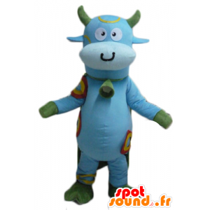 Blue and green mascot cow...