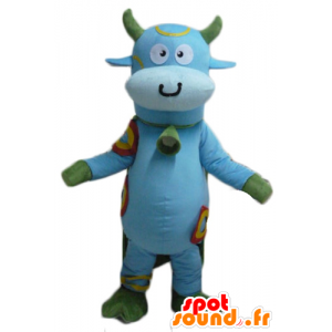 Mascot blauw en groen koe...