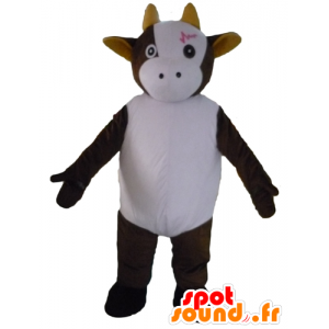 Brun och vit ko maskot, söt och rörande - Spotsound maskot