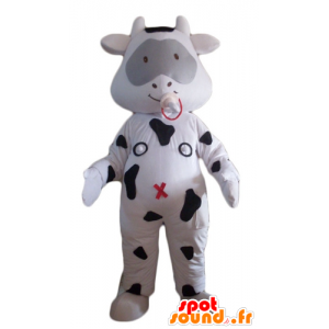 Mascot black and white cow...