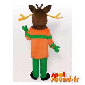 Mascot caribou, reindeer dressed. Reindeer costume - MASFR006526 - Animals of the forest