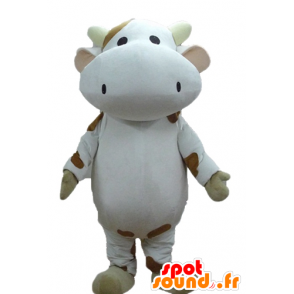Hvid og brun ko maskot, kæmpe - Spotsound maskot kostume
