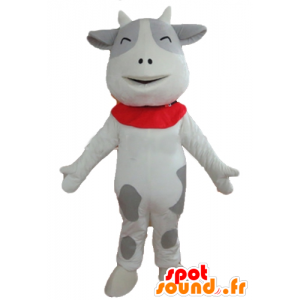 Mascot vaca blanca y gris,...