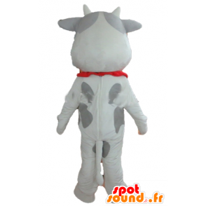 Hvid og grå ko maskot, jovial og rørende - Spotsound maskot