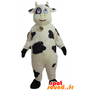 Black and white cow mascot,...