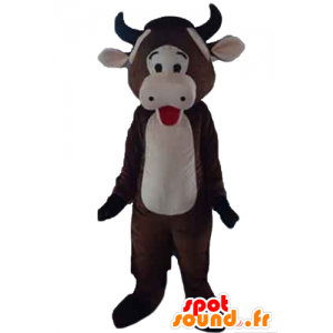 Mascotte de vache marron et...