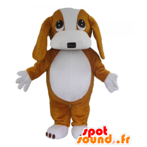 Brown and white dog mascot,...