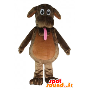 Brun hundemaskot stikker tungen ud - Spotsound maskot kostume