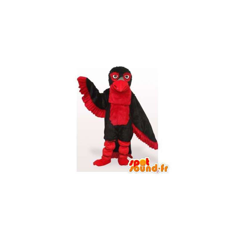 Mascot pájaro rojo y negro. Águila de vestuario - MASFR006528 - Mascota de aves