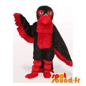 Mascot pájaro rojo y negro. Águila de vestuario - MASFR006528 - Mascota de aves