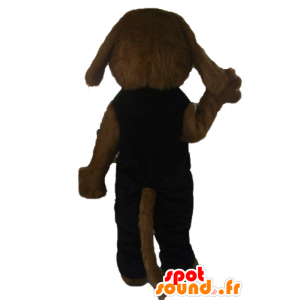 Cane mascotte marrone, tutto peloso, abito nero - MASFR22811 - Mascotte cane