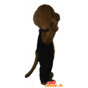 Brown Hund Maskottchen, alle behaart, schwarzes Kleid - MASFR22811 - Hund-Maskottchen