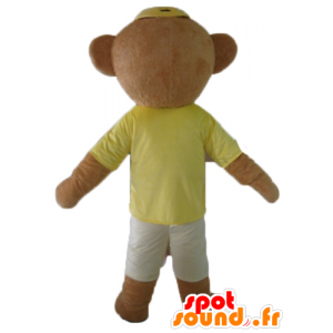 Ruskea nalle maskotti, värillinen holding silmälasit - MASFR22812 - Bear Mascot