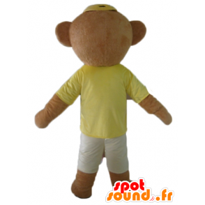 Brun teddy maskot, farget holder med briller - MASFR22812 - bjørn Mascot