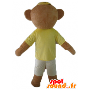 Ruskea nalle maskotti, värillinen holding silmälasit - MASFR22812 - Bear Mascot
