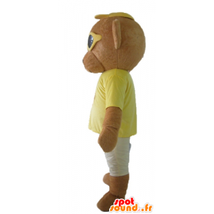 Brown teddy mascot, colored dress, with glasses - MASFR22812 - Bear mascot