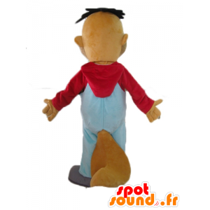 Mascot beaver brown with blue overalls - MASFR22813 - Beaver mascots