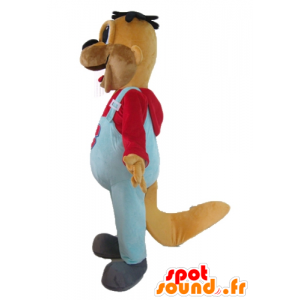 Mascotte bruine bever, met blauwe overalls - MASFR22813 - Beaver Mascot