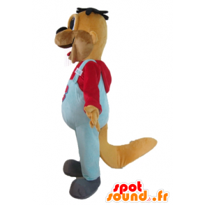 Mascot beaver brown with blue overalls - MASFR22813 - Beaver mascots
