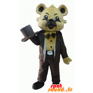 Mascot bege coala, terno marrom, com um chapéu - MASFR22814 - Koala Mascotes