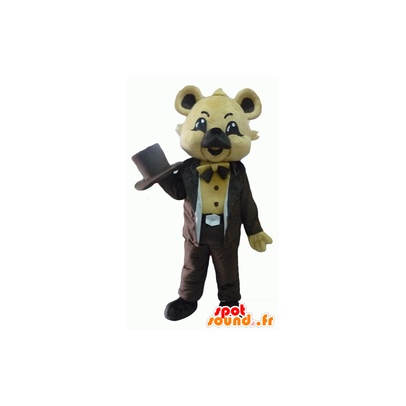 Koala amarillento mascota, traje marrón, con un sombrero - MASFR22814 - Mascotas Koala