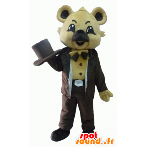Mascot koala beige, bruin pak, met een hoed - MASFR22814 - Koala Mascottes