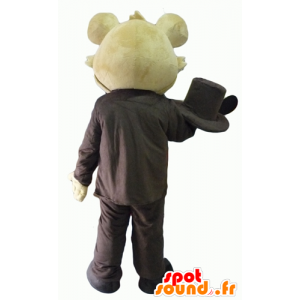茶色の衣装を着たベージュのコアラのマスコット、帽子付き-MASFR22814-コアラのマスコット