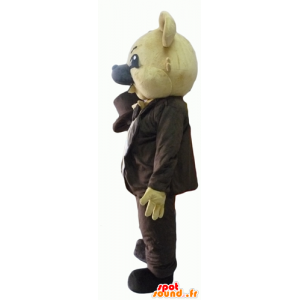 茶色の衣装を着たベージュのコアラのマスコット、帽子付き-MASFR22814-コアラのマスコット