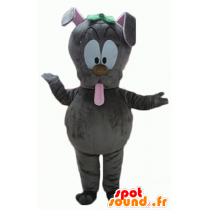 Mascotte de lapin gris, qui tire la langue - MASFR22815 - Mascotte de lapins