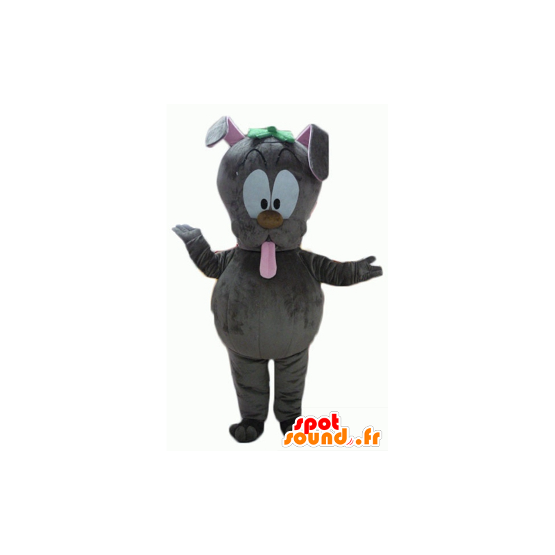 Gray rabbit mascot, which pulls the tongue - MASFR22815 - Rabbit mascot